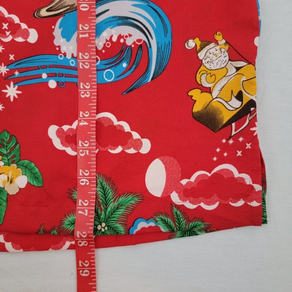 Alvish Enjoy Life Surfing Santa Hawaiian Shirt Red Men's Small - Picture 10 of 10